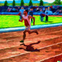 Training for 1.5 mile run oil painting style artwork
