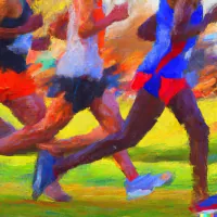Abstract colorful illustration of runners in motion
