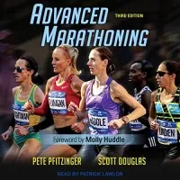 Advanced Marathoning Third Edition book cover showing four female runners racing, by Pete Pfitzinger and Scott Douglas