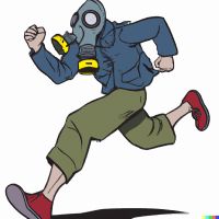 gas mask running to simulate high altitude