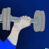 Person in white gloves holding a dumbbell