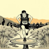 Runner sipping water between races at a track meet