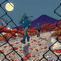 Close-up of trail runners' shoes on a gravel path at dawn, where the ball of the foot takes the impact