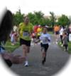 My son and I finishing a 5K in spring of 2008