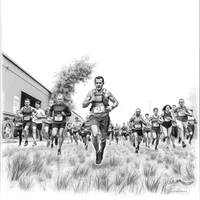 A runner surging through the finish, alactic speed work in action