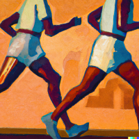 Runner checking time on stopwatch